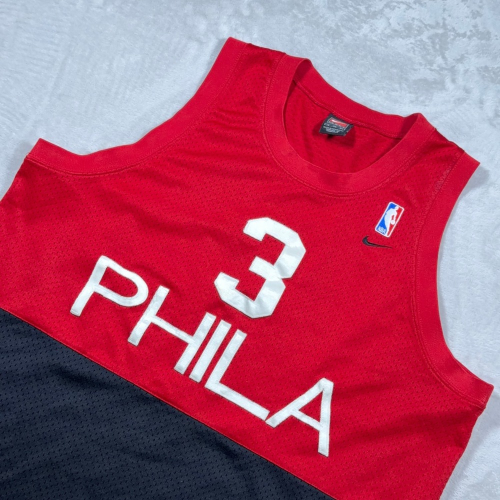 Vintage Nike Allen Iverson 76ers PHILA Jersey XL +2 Red Black Stitched Y2K